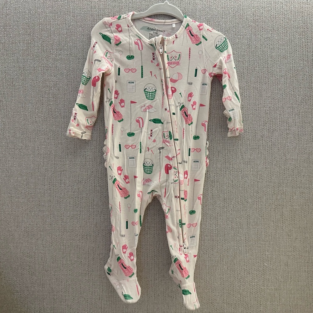 Angel Dear Girls Golf Footie PJ Ruffle Butt 3-6 mo